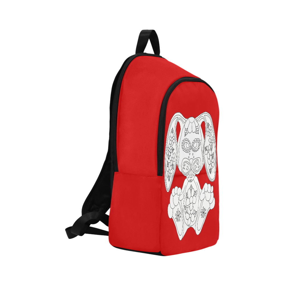 Color Me Sugar Skull Bunny Red Fabric Backpack for Adult (Model 1659)