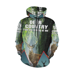 Deer Country All Over Print Hoodie for Men/Large Size (USA Size) (Model H13)