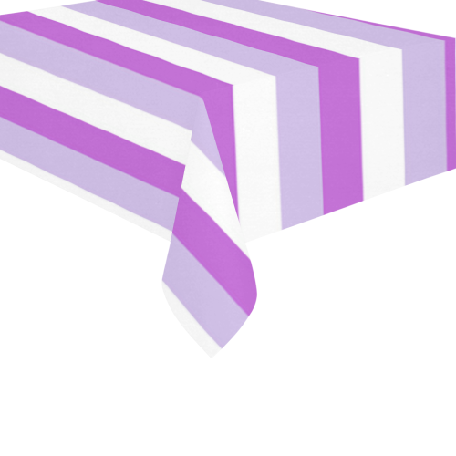 Purple Stripes Cotton Linen Tablecloth 60" x 90"