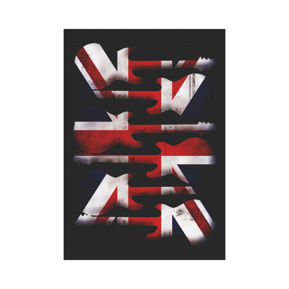 Union Jack British UK Flag Guitars Black Garden Flag 28''x40'' （Without Flagpole）