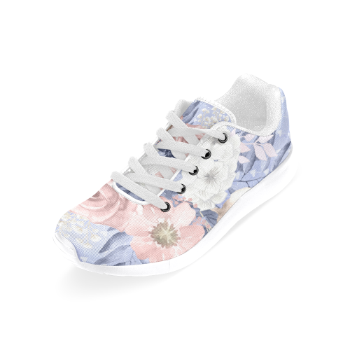Navy Floral, Pink Flower Women’s Running Shoes (Model 020)