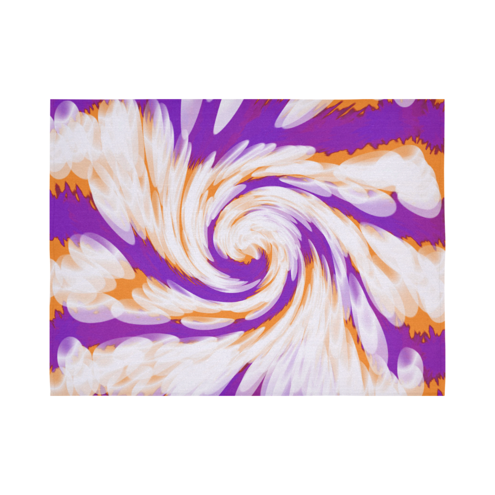 Purple Orange Tie Dye Swirl Abstract Cotton Linen Wall Tapestry 80"x 60"