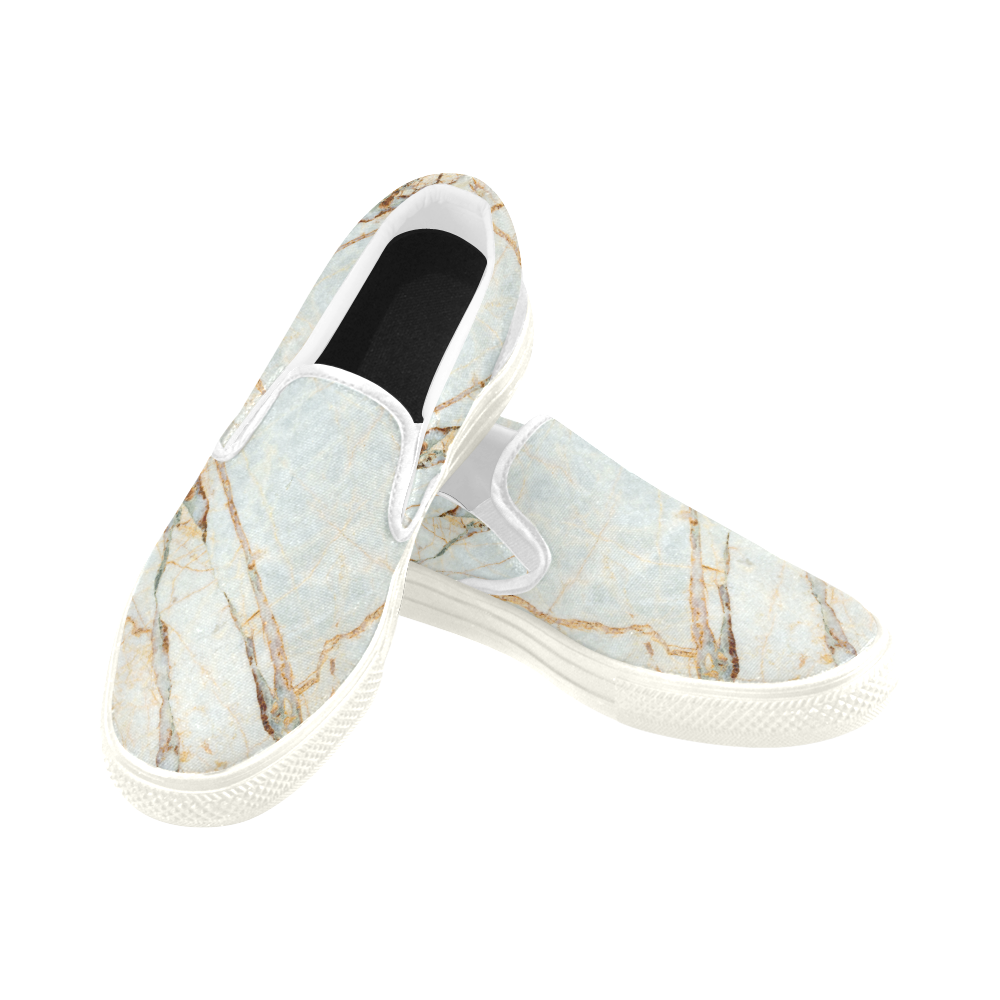 Marble Gold Pattern Women's Slip-on Canvas Shoes (Model 019)