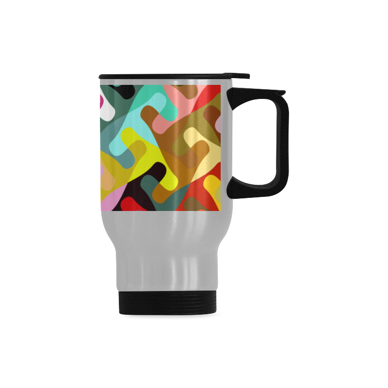 Colorful shapes Travel Mug (Silver) (14 Oz)