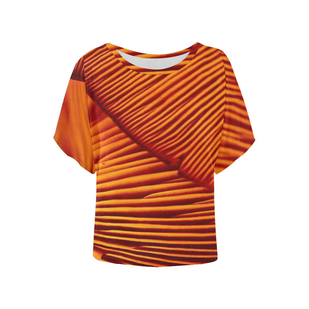 Orange Ridges Women's Batwing-Sleeved Blouse T shirt (Model T44)