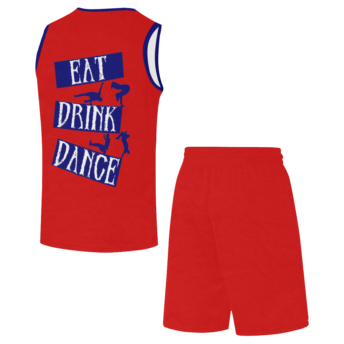 Break Dancing Blue /  Red All Over Print Basketball Uniform