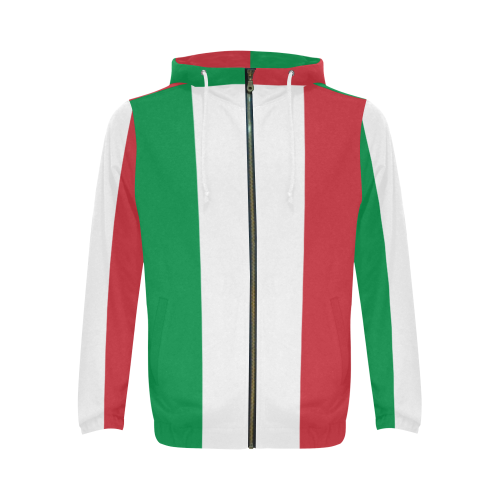 Flag_of_Italy All Over Print Full Zip Hoodie for Men/Large Size (Model H14)