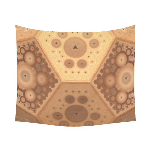 3-D Fractal in Earth Tones Cotton Linen Wall Tapestry 60"x 51"