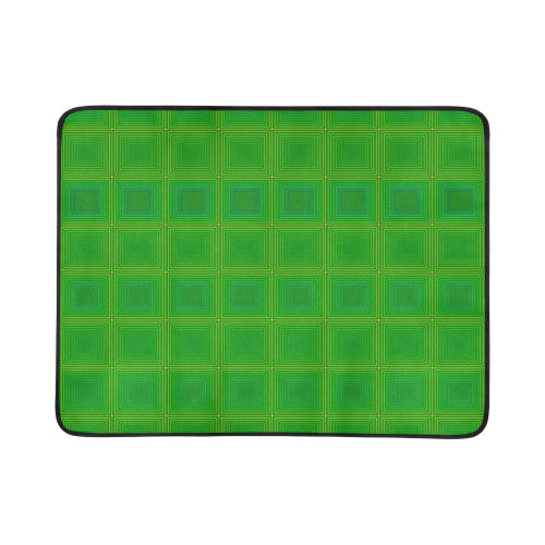 Green gold multicolored multiple squares Beach Mat 78"x 60"