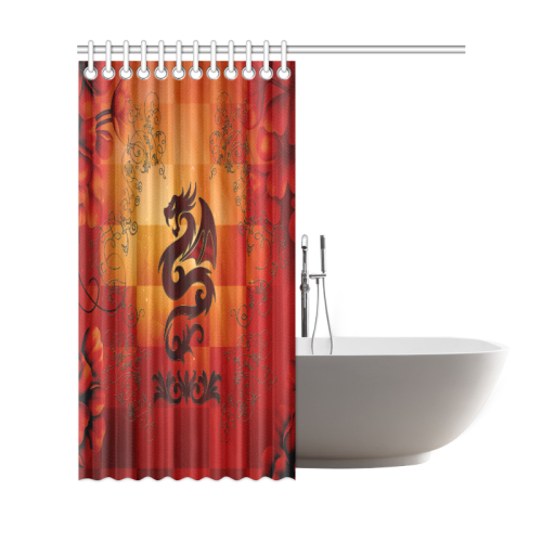 Tribal dragon  on vintage background Shower Curtain 69"x72"