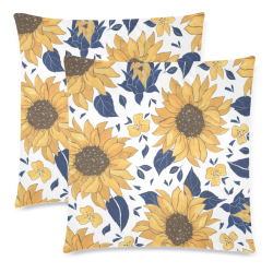 18"X18" Sunflowers Zippered Pillow Cases Custom Zippered Pillow Cases 18"x 18" (Twin Sides) (Set of 2)