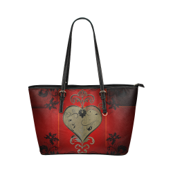 Wonderful decorative heart Leather Tote Bag/Large (Model 1651)