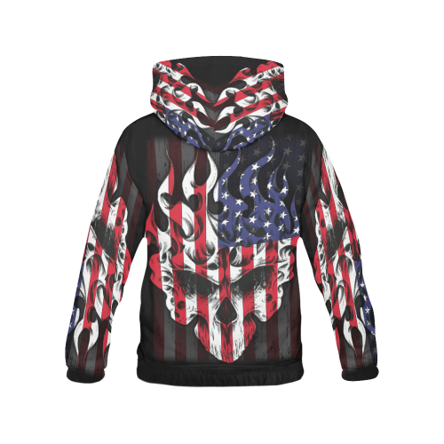 skull us flag hoodie All Over Print Hoodie for Women (USA Size) (Model H13)