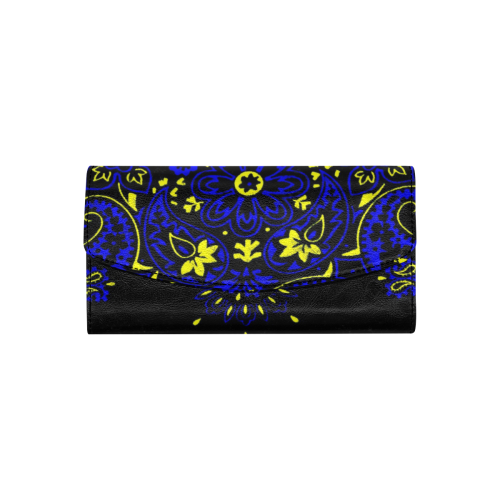 blue yellow bandana Women's Flap Wallet (Model 1707)