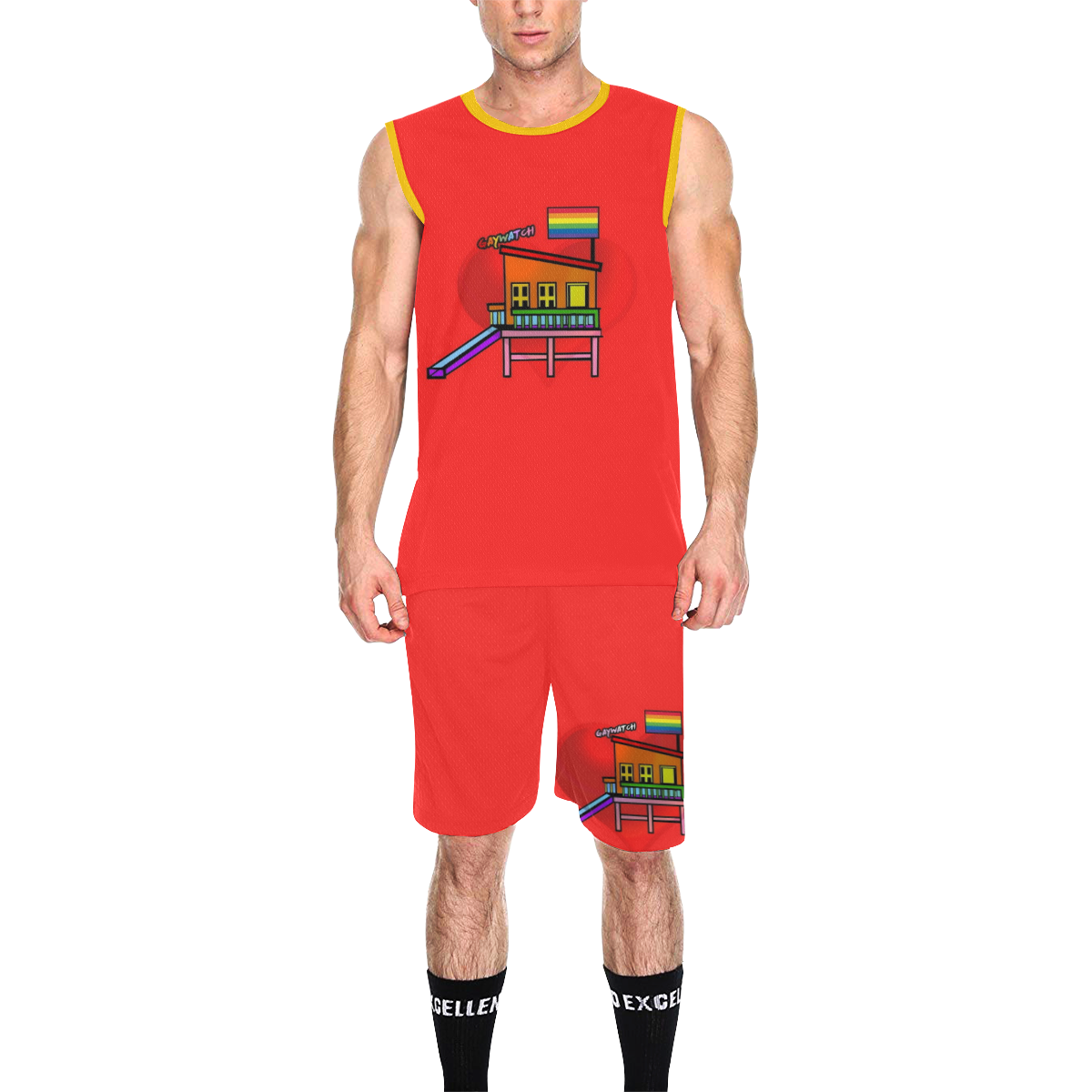 Gaywatch Pop Art by Nico Bielow All Over Print Basketball Uniform