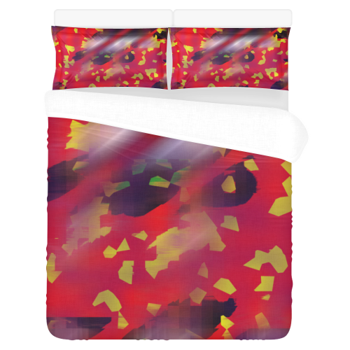 Red Yellow Spot Red Line 3-Piece Bedding Set