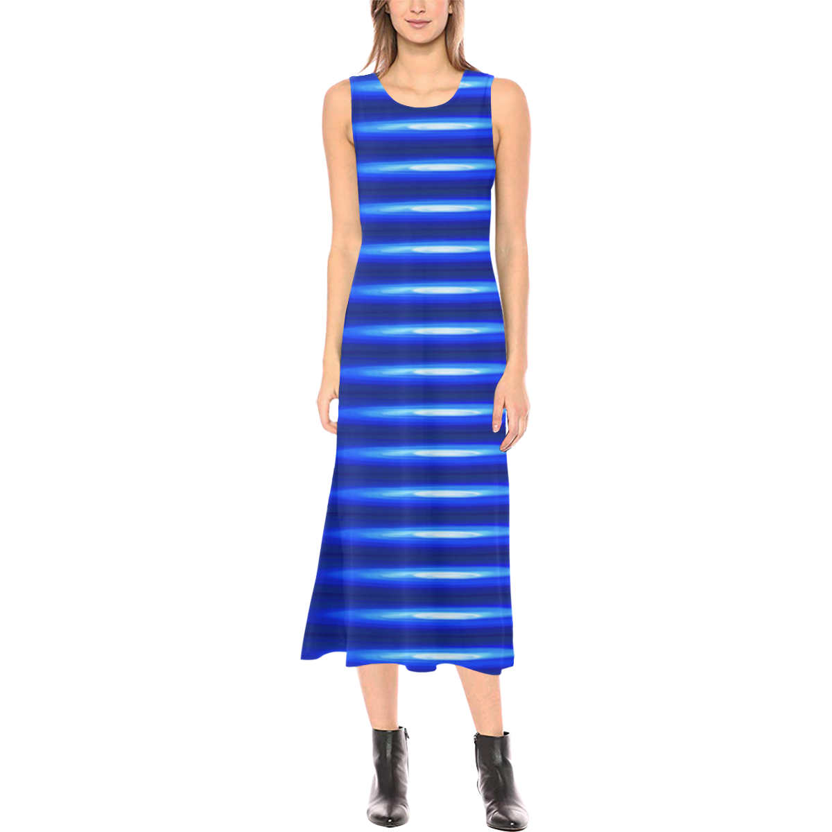 blue spring Phaedra Sleeveless Open Fork Long Dress (Model D08)