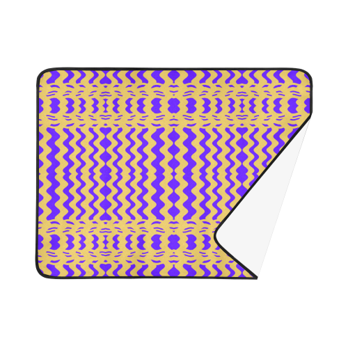 Purple Yellow Modern  Waves Lines Beach Mat 78"x 60"