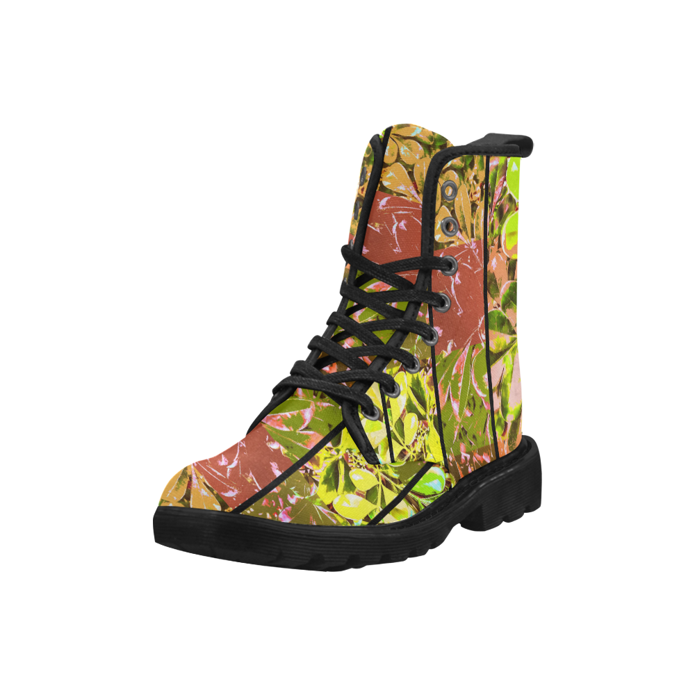 Foliage Patchwork #5 by Jera Nour Martin Boots for Women (Black) (Model 1203H)