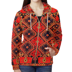 Azerbaijan Pattern 3 All Over Print Full Zip Hoodie for Women (Model H14)
