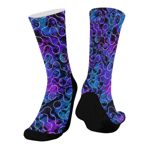 Underwater Psychedelic Ocean Dreams Mid-Calf Socks (Black Sole)