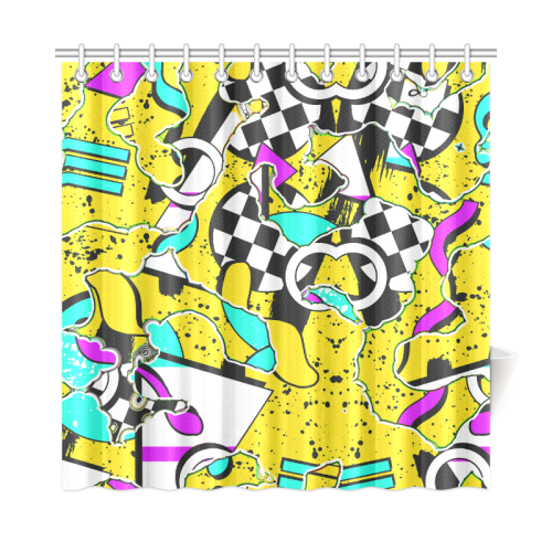 Shapes on a yellow background Shower Curtain 72"x72"