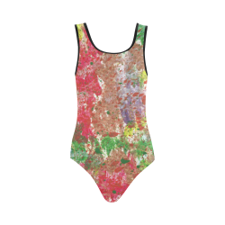 Painted Abstract Swimsuit Vest One Piece Swimsuit (Model S04)