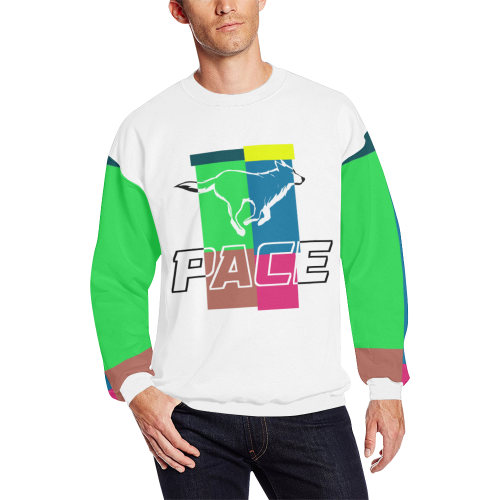 PACE Checkered Mens Sweat Shirt Men's Oversized Fleece Crew Sweatshirt (Model H18)