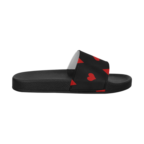 Las Vegas Black Red Play Card Shapes Men's Slide Sandals/Large Size (Model 057)