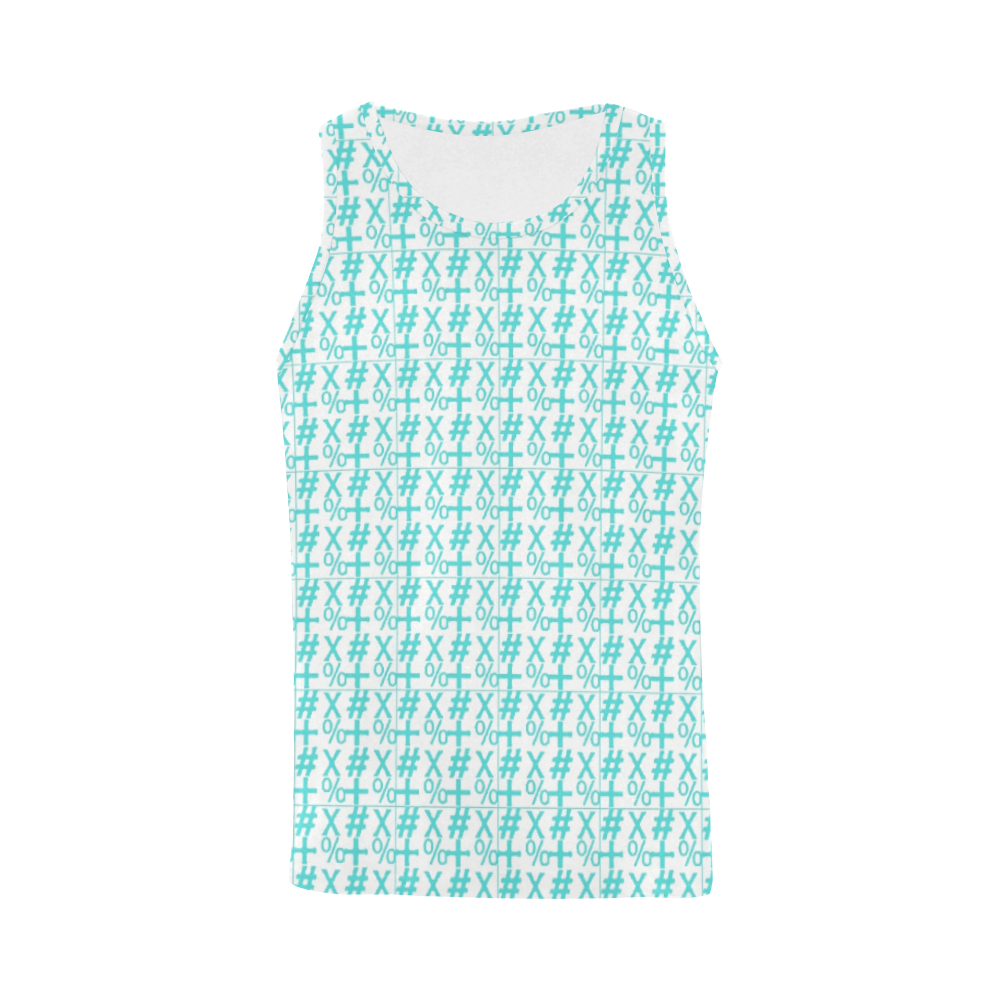 NUMBERS Collection Symbols Teal/White All Over Print Tank Top for Men (Model T43)