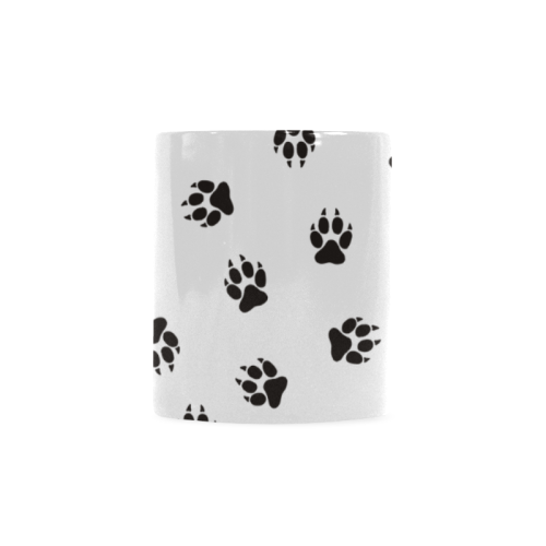 Footprints DOG black on clear background Custom White Mug (11OZ)