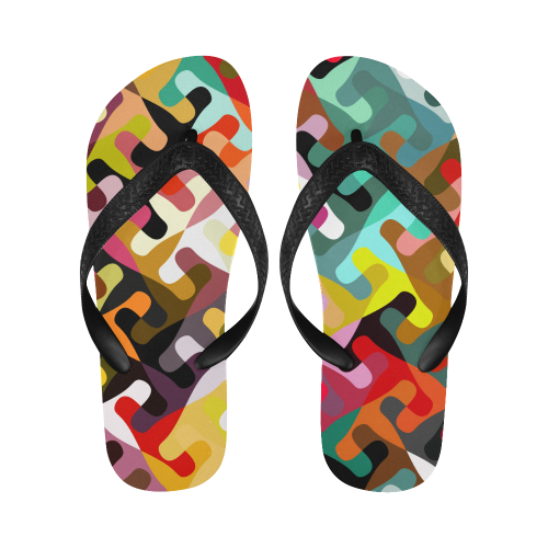 Colorful shapes Flip Flops for Men/Women (Model 040)