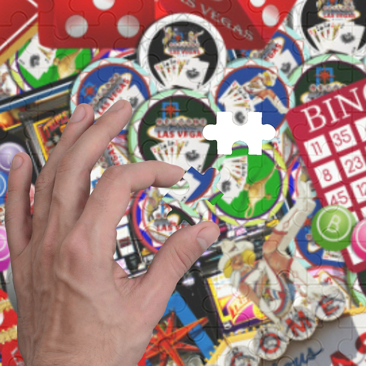 Gamblers Delight - Las Vegas Icons 500-Piece Wooden Photo Puzzles