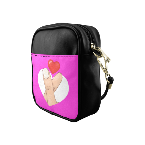 Hand and Finger Heart / Pink Sling Bag (Model 1627)