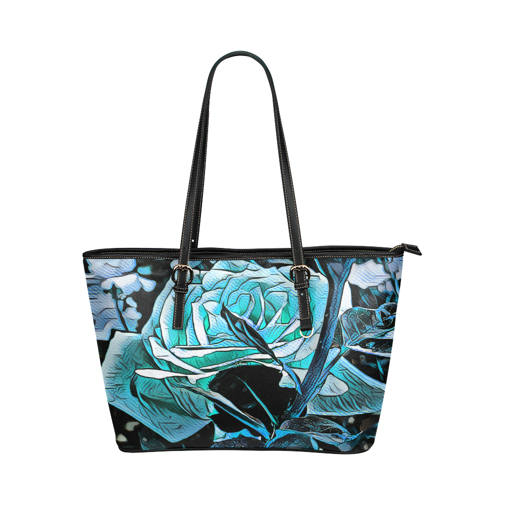 rose passion of blues Leather Tote Bag/Large (Model 1651)