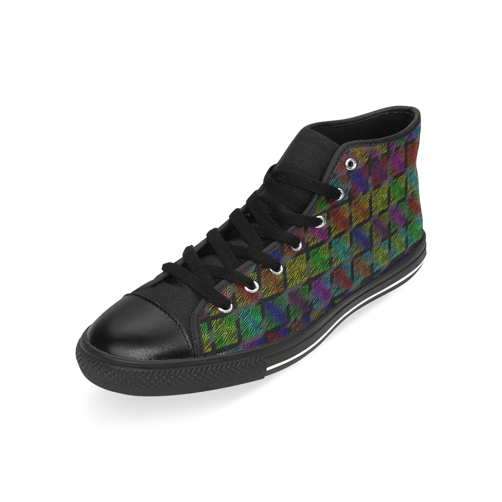Ripped SpaceTime Stripes Collection High Top Canvas Women's Shoes/Large Size (Model 017)