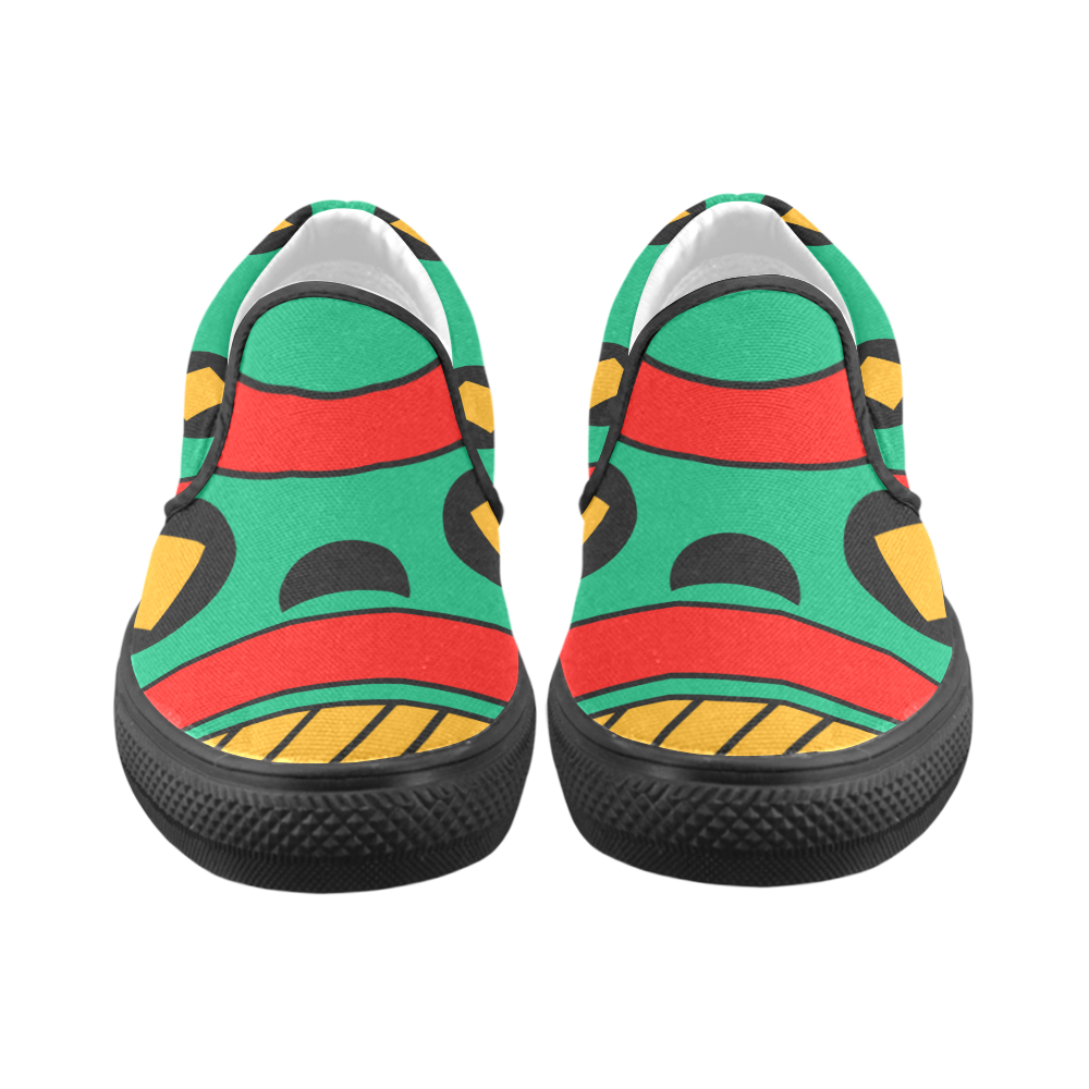 African Scary Tribal Slip-on Canvas Shoes for Men/Large Size (Model 019)