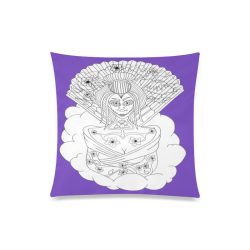 Color Me Geisha Sugar Skull Purple Custom Zippered Pillow Case 20"x20"(Twin Sides)
