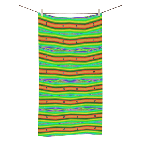 Bright Green Orange Stripes Pattern Abstract Bath Towel 30"x56"