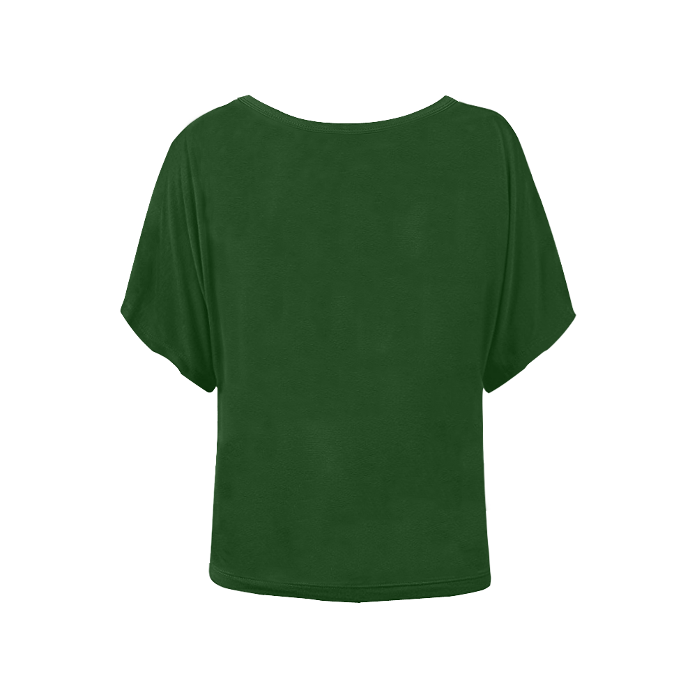 Hundred Dollar Bills - Money Sign Green Women's Batwing-Sleeved Blouse T shirt (Model T44)