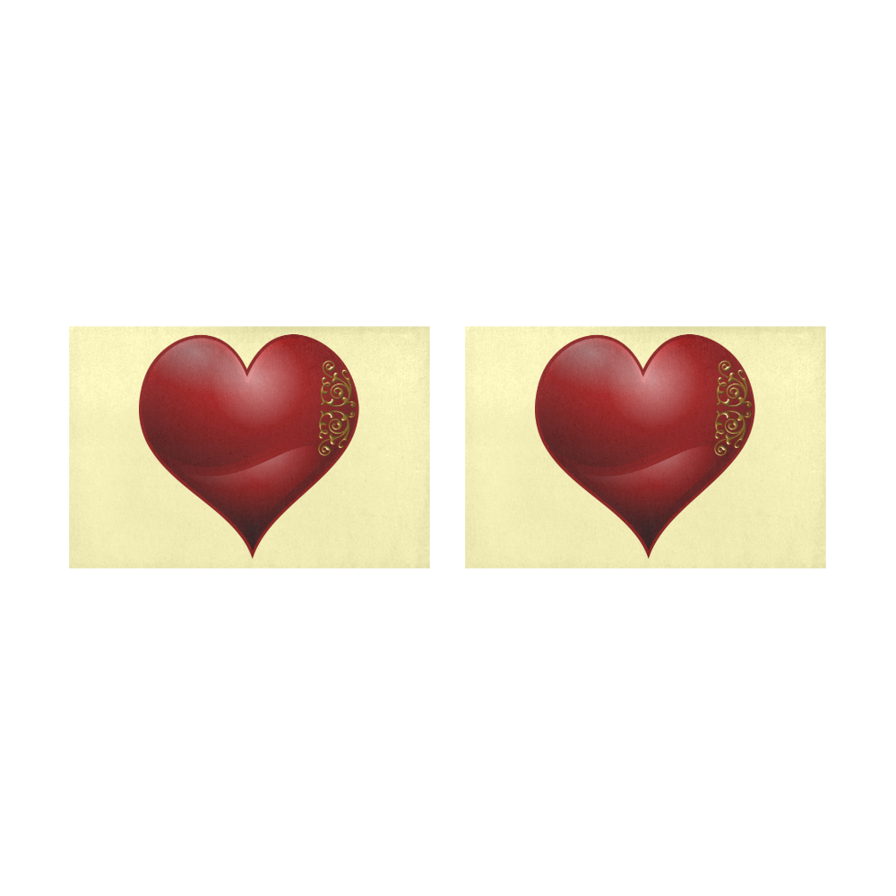 Heart  Symbol Las Vegas Playing Card Shape on Yellow Placemat 12’’ x 18’’ (Set of 2)
