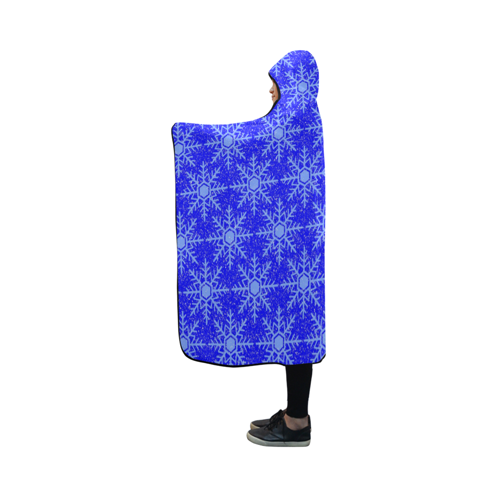 Blue Snowflakes Hooded Blanket 50''x40''