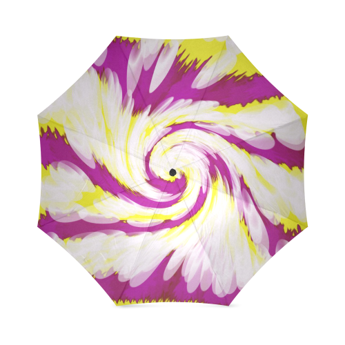 Pink Yellow Tie Dye Swirl Abstract Foldable Umbrella (Model U01)