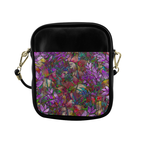 Floral Abstract Stained Glass G175 Sling Bag (Model 1627)