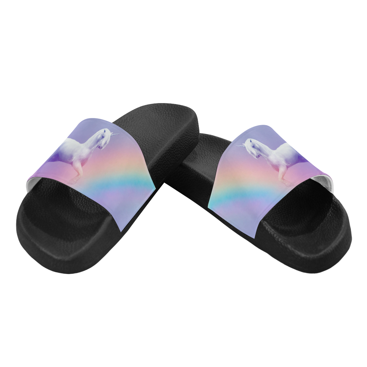 Unicorn and Rainbow Women's Slide Sandals (Model 057)