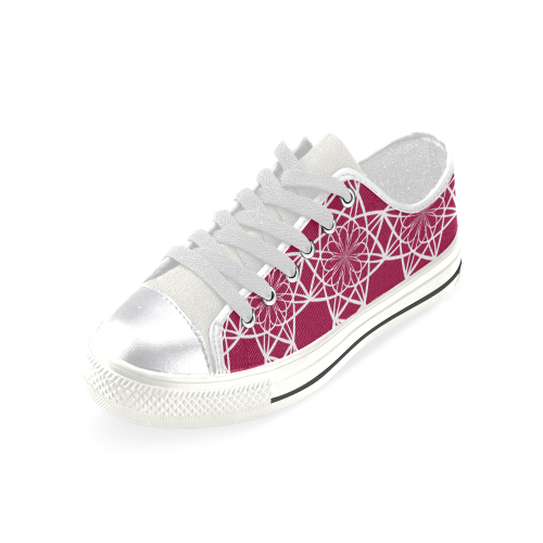 Dark Pink Flowers Women's Classic Canvas Shoes (Model 018)