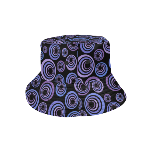 Retro Psychedelic Ultraviolet Blue Pattern All Over Print Bucket Hat for Men