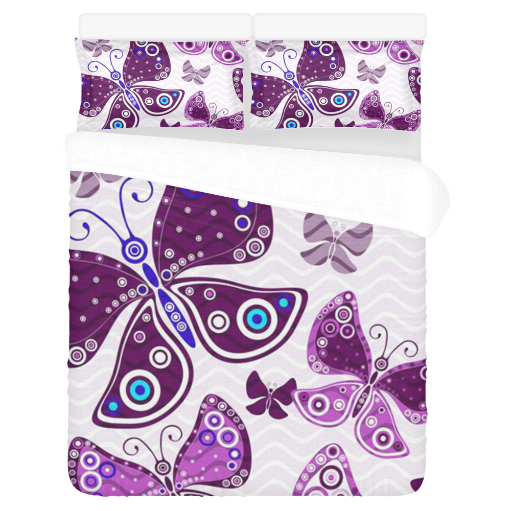 Colorful Butterflies and Flowers V18 3-Piece Bedding Set