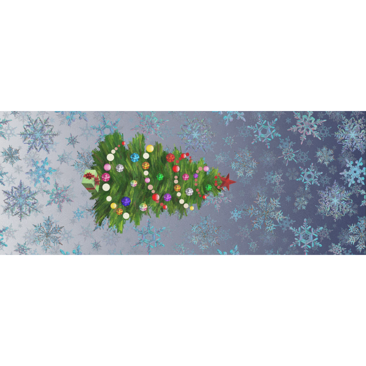 Christmas Tree at night, snowflakes Gift Wrapping Paper 58"x 23" (5 Rolls)