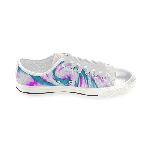 Turquoise Pink Tie Dye Swirl Abstract Women's Classic Canvas Shoes (Model 018)